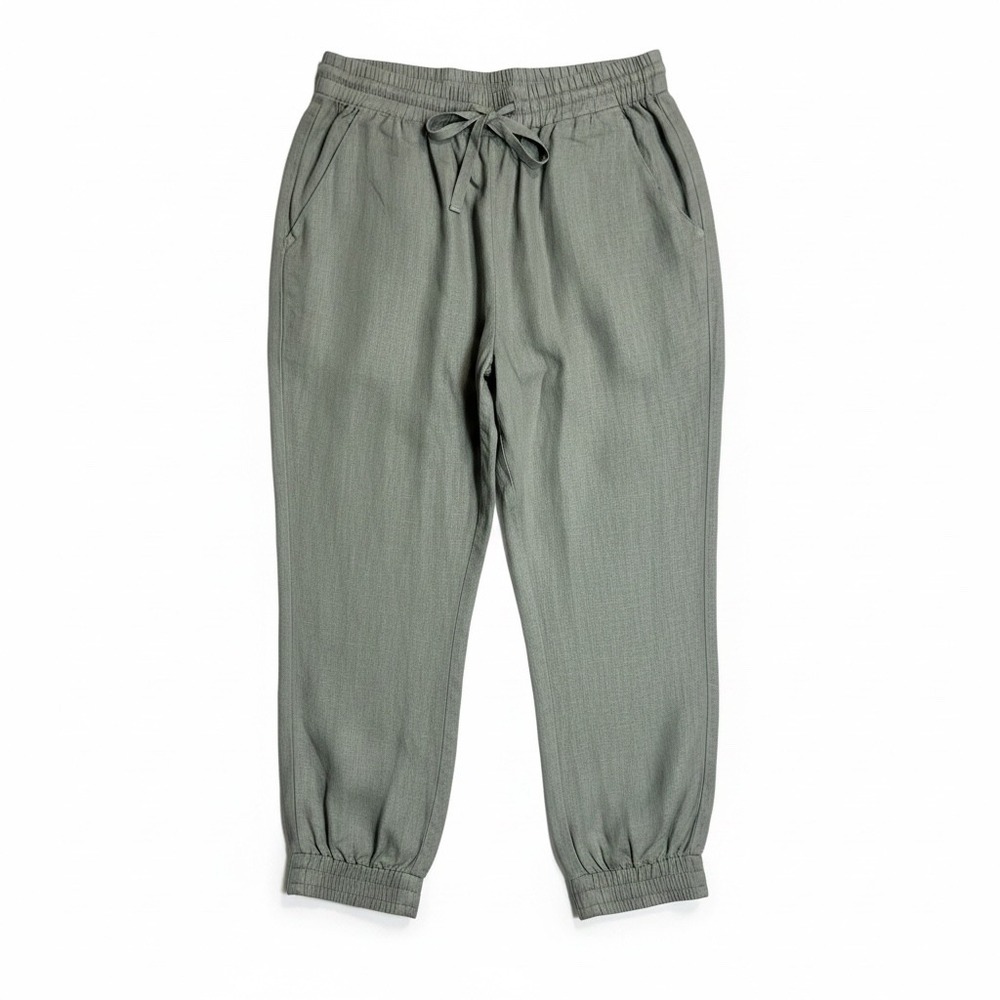 Side Stitch Los Angeles Womens 100% Linen Jogger Pants Olive Green Medium